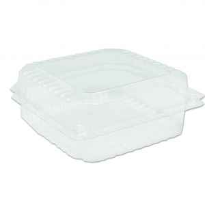 7" Square PET Rim Vented Produce Hinge, 2.5 Quart