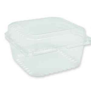 7" Square PET Rim Vented Produce Hinge, 3.5 Quart