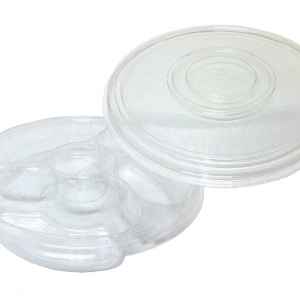 10.25" Round PET 3-Comp. Tray w/DC and Ring Lid, 60 oz.