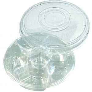 15.3" Round PET 5-Comp. Tray w/DC and Ring Lid, 200 oz.