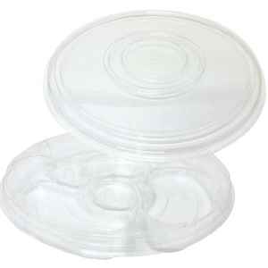 10.25" Round PET 3-Comp. Tray w/DC and Ring Lid, 36 oz.