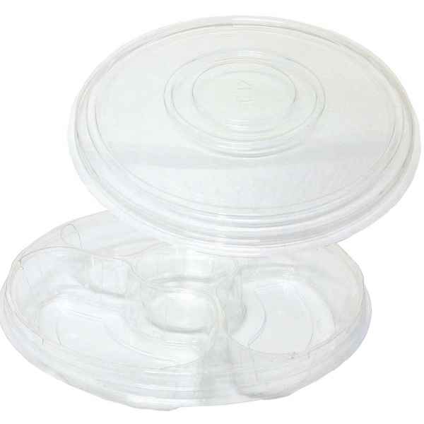 10.25" Round PET 3-Comp. Tray w/DC and Ring Lid, 36 oz.