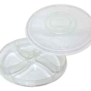 10.25" Round PET 4-Comp.Tray w/Ring Lid, 60 oz.