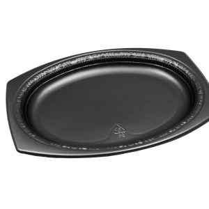 10.5" x 7.4" Oval Black C-Fine PS Platter, 0.83" deep