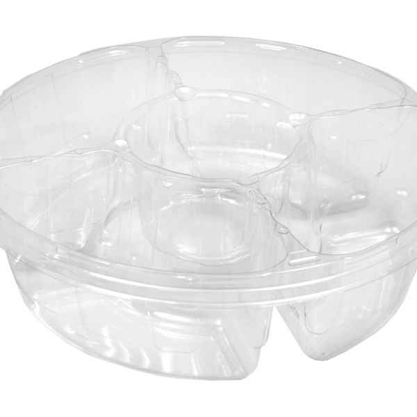 13.25" Round PET 5-Comp. Tray, 156 oz.