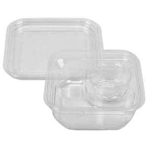 4.8" Square PET Container w/Lid, 10 oz.,