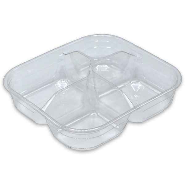 5.6" Square PET 4-Comp. Upside Down Bento Container