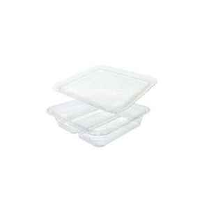 6" Square PET 2-Comp. Container w/Lid, 16 oz