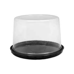 6" Round Black PET Cake Base w/4.5" Smoothwall Dome