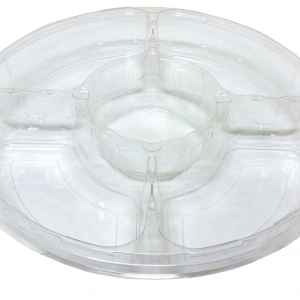 13" Round PET 4-Comp. Tray w/ Dip Cup, 64 oz.