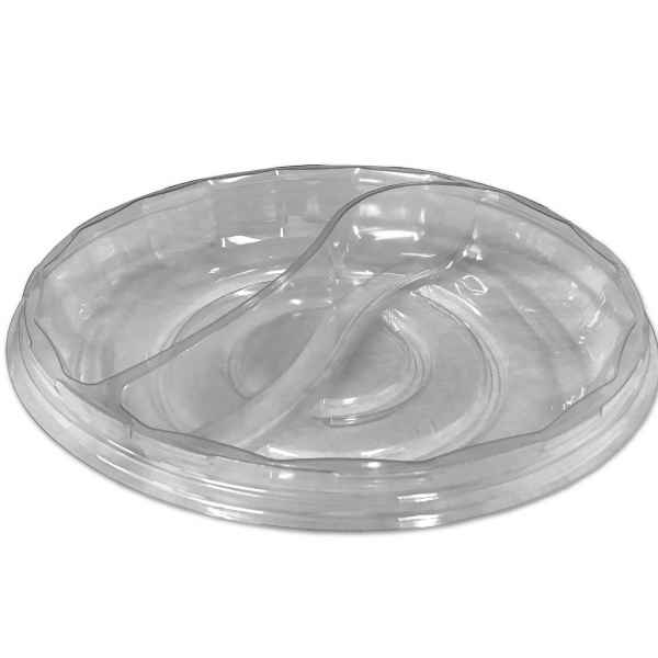 10.25" Round PET 2-Comp. Tray w/Indented Spoon Area