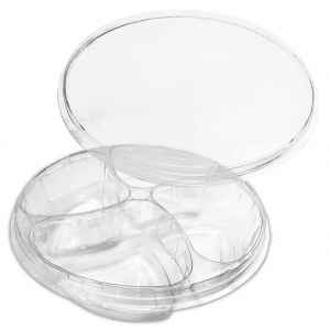 10.25" Round PET 4-Comp. Tray w/Flat Lid, 64 oz.