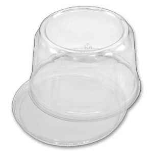 7" Round Clear PET Base for 6" Cake w/4.3" Scalloped Dome