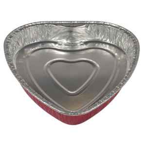 9.2" x 9.6" Red Alum Heart Pan, 40 oz.