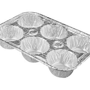 8.5" x 5.4" Alum 6-Cup Muffin Tin, 2.4 oz.