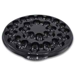 12.5" Round Black PET 24-Comp. Egg Tray Base