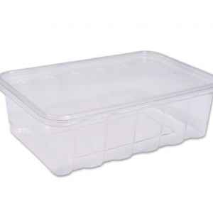 9.9" x 6.8" PET Produce Container w/Flat Lid, 68 oz.