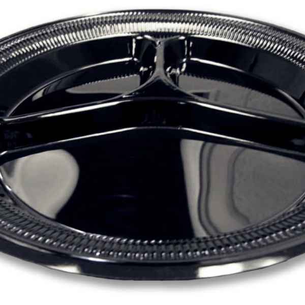 10.3" Round Black Pearl® PS 3-Comp. Plate