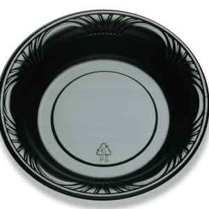 7.8" Round Black C-Fine PS Bowl w/ Marbella Rim, 16 oz.