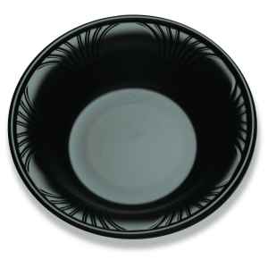 8.3" Round Black C-Fine PS Bowl w/ Marbella Rim, 24 oz.