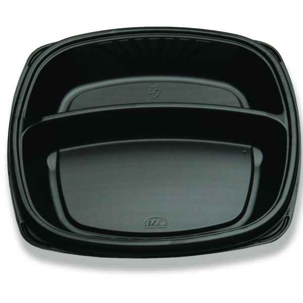 Forum® 10" Square Black C-Fine PS 2-Comp. 70/30 Mid-Depth Base, 38 oz.