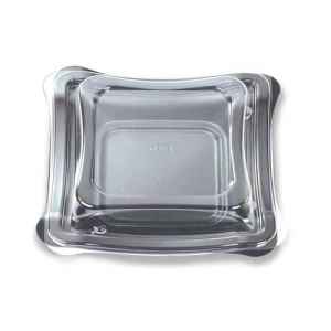 New Wave® 6" Square Black C-Fine PS Shallow Base w/ Lid, 6 oz.