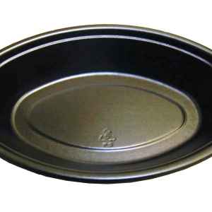 8.5" x 5.7" Oval Black C-Fine PS Casserole Container, 16 oz.