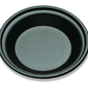 9" Round Black C-Fine PS Smooth Plate, 1.3" Deep