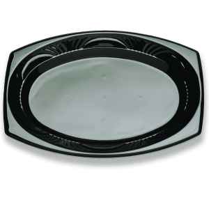 10" x 8" Oval Black C-Fine PS Platter, 0.9" Deep