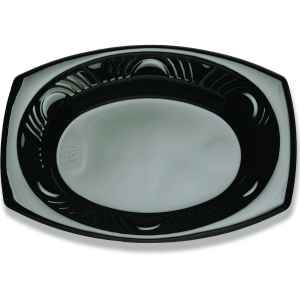 12" x 9" Oval Black C-Fine PS Shiny Platter, 1.5" Deep