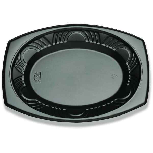 12" x 9" Oval Black C-Fine PS Platter, 1.1" Deep