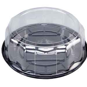 10.3" Round Black PET Cake Base w/3.5" Scalloped PET Dome for 9" Cake