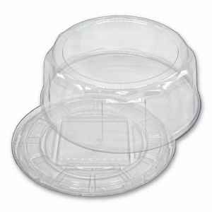 10.3" Round Clear PET Cake Base w/3.5" Scalloped PET Dome