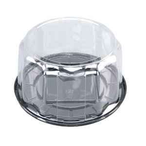 10.3" Round Black PET Cake Base w/5.25" Scalloped PET Dome for 9" Cake