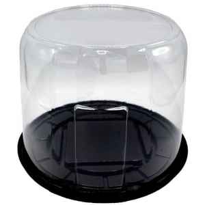 10.3" Black PET Cake Base w/7.25" Scalloped PET Dome