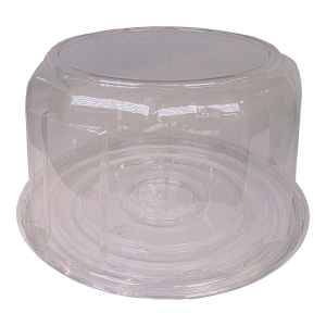 11.1" Round Clear PET Cake Base w/6" Scalloped PET Dome