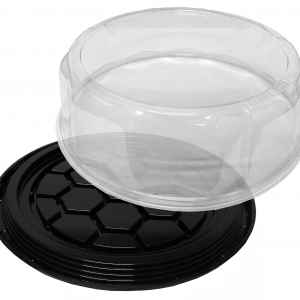 12.3" Round Clear PET Cheesecake Base w/3.5" Scalloped PET Dome for 10" Cake