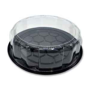 12.3" Round Black PET Cheesecake Base w/3.5" Scalloped Dome for 10" Cake