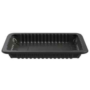 Black PP 10 Processor Tray w/Wide Rib & Film, 1.4" deep, 36 oz.