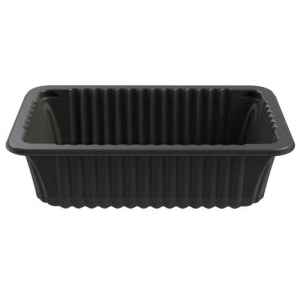 Black PP 10 Processor Tray w/Wide Rib & Film, 3" deep, 80 oz.