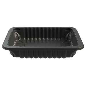 Black PP 3 Processor Tray w/Wide Rib & No Film, 1.64" deep, 36 oz.