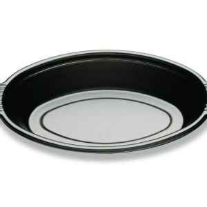 7" x 4.6" Oval Black PP Casserole Container, 8 oz.