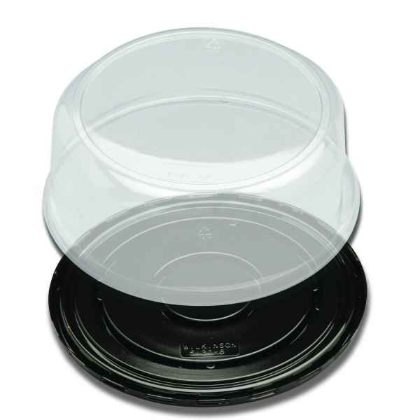 9.9" Round Black PET Cake Base w/3.6" Scalloped PET Dome for 8" Cake