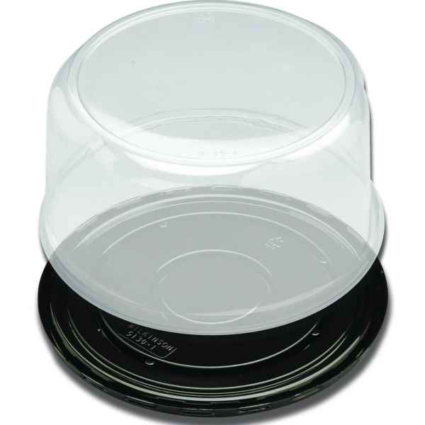 9.9" Round Black PET Cake Base w/5.3" Scalloped PET Dome for 8" Cake