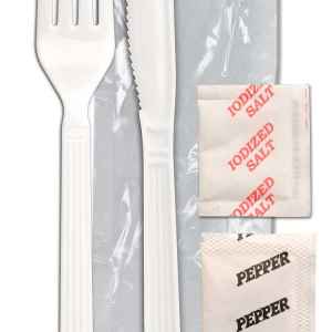 Forum White PP Fork, Knife, Salt & Pepper, Wrapped