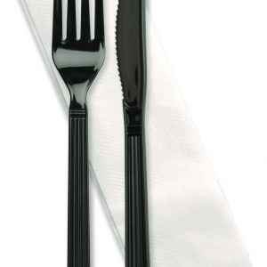 Forum® Ebony Fork, Knife & Napkin