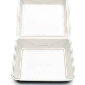 Envirofoam® 9" Square White PS Hinge, 59 oz., 200 ct.