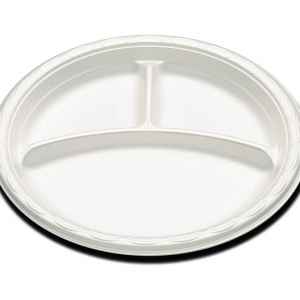 Envirofoam® 10.3" Round White PS 3-Comp. Plate