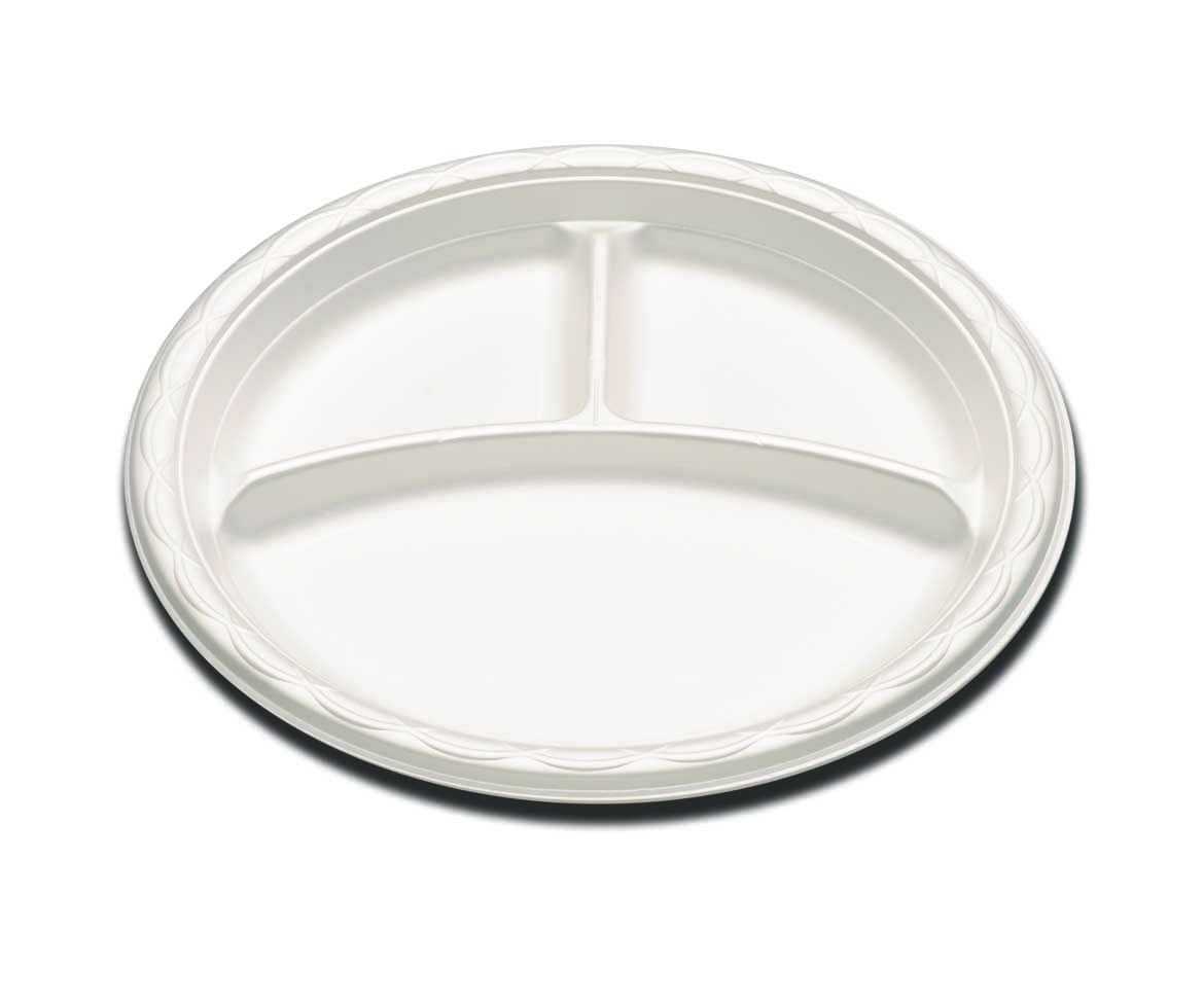 ENVIROFOAM PLATE 9IN 3COMP 500 PK