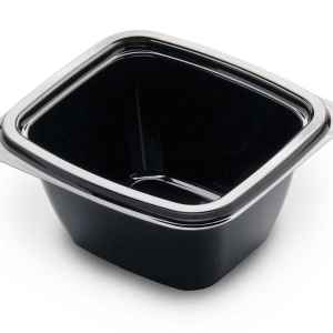 FreshServe® 5.3" x 4.8" Black PET Container, 16 oz.